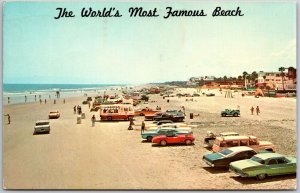 Worlds Most Famous Beach, Daytona Beach, Florida, Vintage Cars - Postcard 