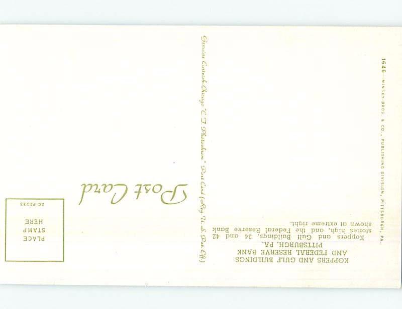 Unused Pre-1980 FEDERAL RESERVE BANK BUILDING Pittsburgh Pennsylvania PA G1512