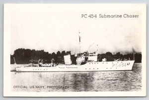 Submarine Chaser PC 454 U.S. Navy Photo RPPC Postcard W27