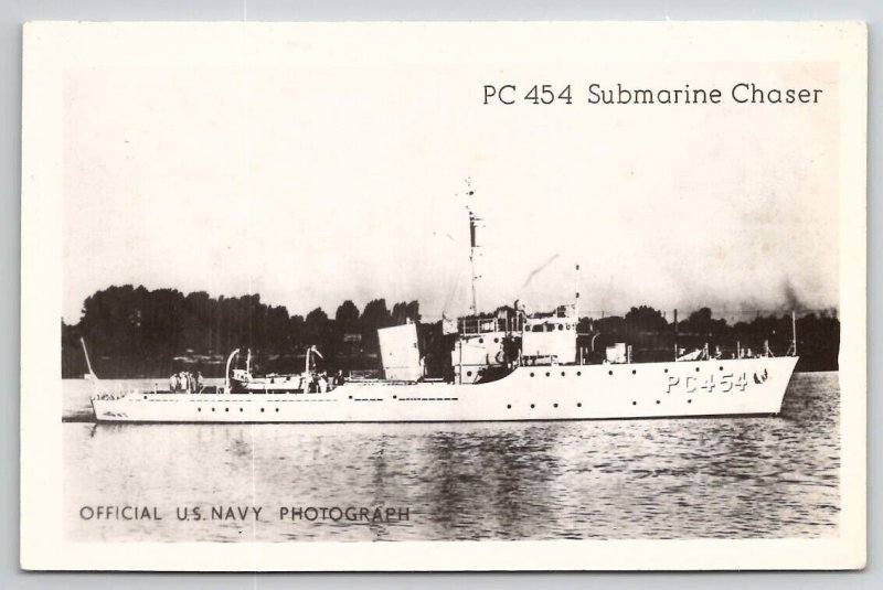 Submarine Chaser PC 454 U.S. Navy Photo RPPC Postcard W27