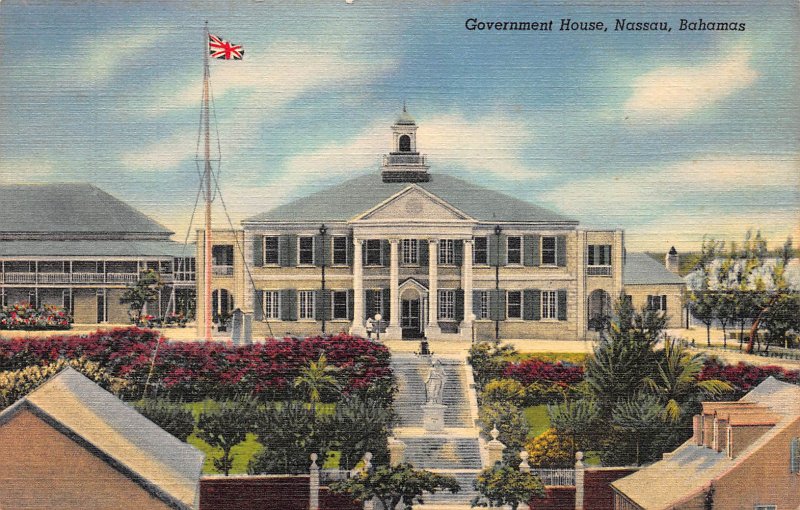 Government House, Nassau, Bahamas, Early Linen Postcard, Unused