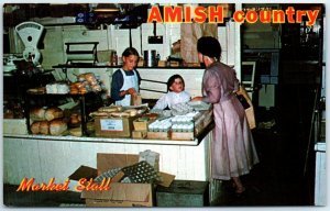 Postcard - Market Stall - Amish Country - Lancaster, Pennsylvania