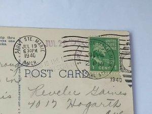 Vintage Postcard Soo Locks Sault Ste Marie Michigan 1940 Bide-a-Wee Yacht posted