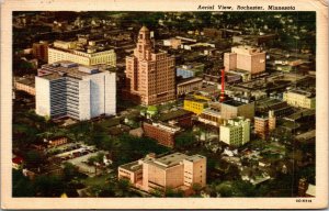 Vtg 1950s Aerial View Rochester Minnesota MN Linen Postcard