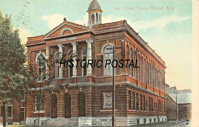 Hornell NyCourt House1914 Barstow CA Pstmk & Message Postcard