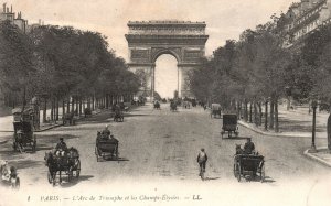 Vintage Postcard 1910's L'Arc de Triomphe et les Champs-Elysees Paris France