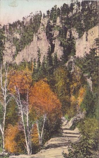 In The Heart Of Spearfish Canyon Savoy South Dakota Handcolored Albertype 1940