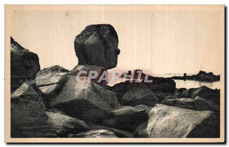 Old Postcard Roscoff Finistere Sphinx Rock