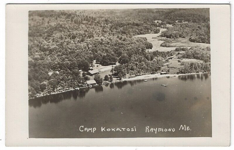 RPPC, Raymond, Maine, Early Birdseye View Showing Camp Kokatosi