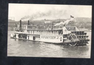 THE W.P. SNYDER JR. PADDLE WHEEL RIVERBOAT MARIETTA OHIO VINTAGE POSTCARD