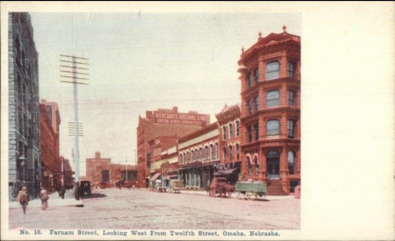 Omaha NE Farnam Street c1905 Postcard