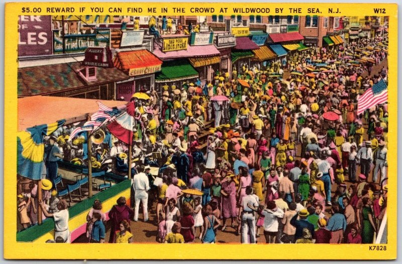 NJ, $5 Reward If You Can Find Me In The Crowd at Wildwood By-The-Sea, Postcard
