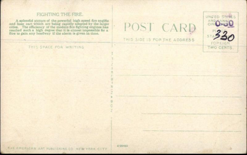 New York City Fire Fighting Split View Engines c1910 Postcard