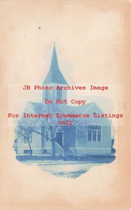 KS, Waterville, Kansas, Cyanotype RPPC, Lutheran Church, Exterior, Photo