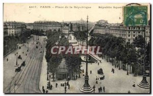 Old Postcard Paris Place de la Republique Republic Sque