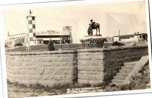 RPPC Wm. Hart Monument at Billings Municipal Airport MT Vintage Postcard D78