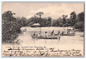 Milwaukee Wisconsin WI Postcard Lake Humboldt Park Canoeing 1908 Vintage Antique