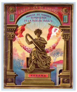 1870's La Corona De Caurac Cigar Box Label #6KE