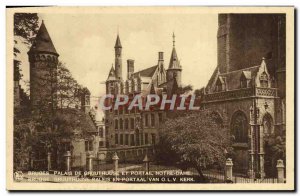 Old Postcard Palais De Bruges Gruuthuuse portal and Notre Dame