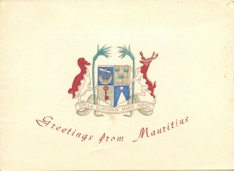 Mauritius crest heraldry blason postcard