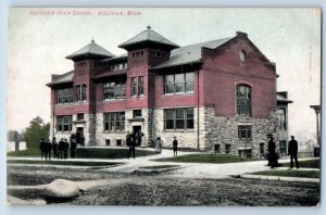 Hillsdale Michigan MI Postcard Hillsdale High School Building Exterior View 1910