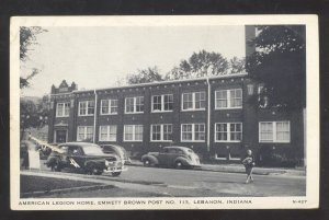 LEBANON INDIANA AMERICAN LEGION HOME OLD CARS EMMETT BROWN POST POSTCARD