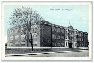 c1940's High School Building Exterior Roadside Waverly Iowa IA Unposted Postcard