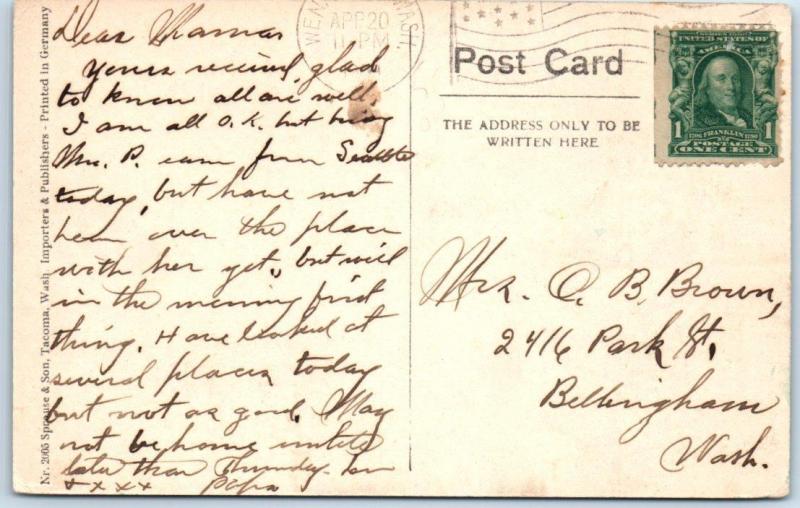 WENATCHEE, Washington  WA   Handcolored  WENATCHEE RIVER  1909 Postcard