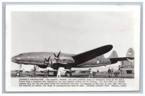 Lockheed Constellation Transport Plane Real Photo Postcard RPPC EKC WJ Gray