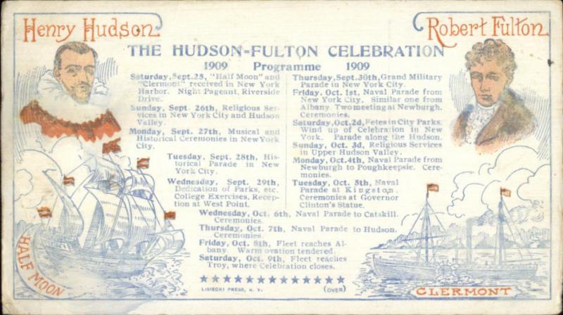 Hudson Fulton Celebration 1909 Program Schedule Ostermoor Mattress Adv PC gfz