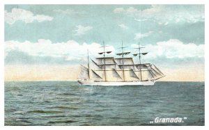 Granada Vintage Sail Boat Masts on the Ocean Boat Postcard