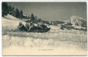 Toboggan Sled Lugeurs d'avenir Winter Sport Switzerland 1910c postcard