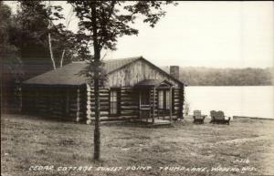 Wabeno WI Cedar Cottage Sunset Point Trump Lake Real Photo Postcard c1930