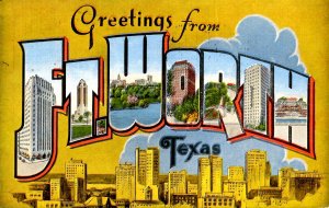 TX - Fort Worth. Large Letter Greetings