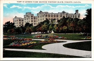 VINTAGE POSTCARD VIEW OF QUEEN'S PARK AND WHITNEY BLOCK TORONTO CANADA c. 1920