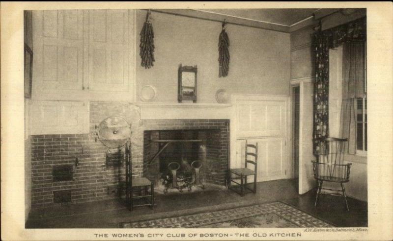 Boston MA Women's City Club The Old Kitchen c1920s Postcard