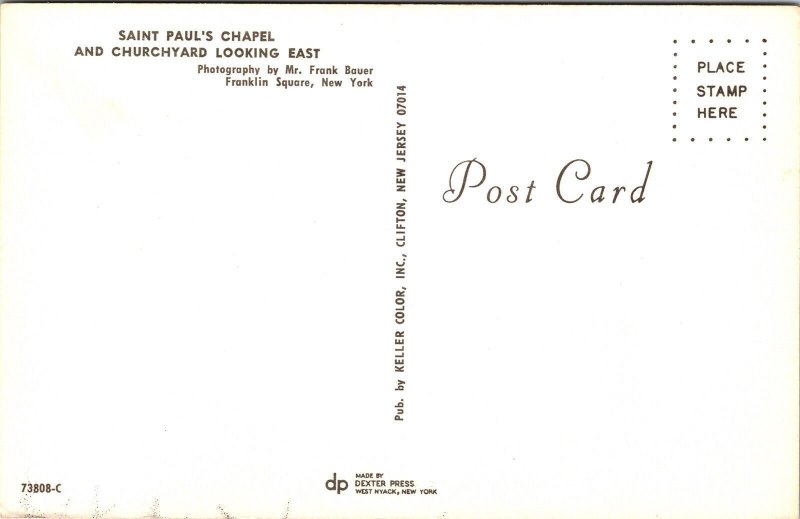 Saint Pauls Chapel Churchyard Looking E Postcard UNP VTG Dexter Unused Vintage 