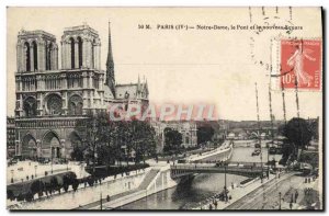 Old Postcard Paris Notre Dame Bridge and New Square