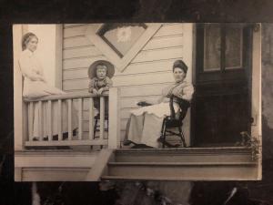Mint USA RPPC Postcard Womens and Children At The Porch