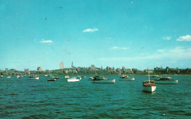 Postcard View Of Boston Skyline From Charles River Spot Boston Massachusetts MA