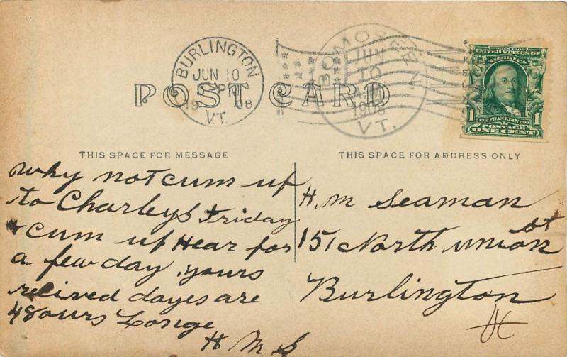 c1908 RPPC Postcard Lake House, Lake Bomoseen VT Rutland County posted