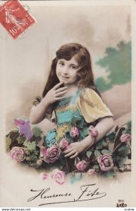 RP; BIRTHDAY, PU-1910; Heureuse Fete, Girl surrounded by roses