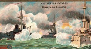 c1900 Liebig Meat Extract French Trade Card Navy Battleship Squadron Engagement