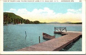 View of Fourth Lake, Fulton Chain of Lakes, Adirondack Mts. Vintage Postcard V50