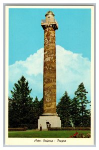 Vintage Postcard OR Astor Column Oregon Monument