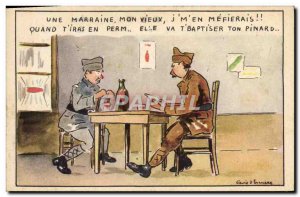 Postcard Old Army Fancy A godmother