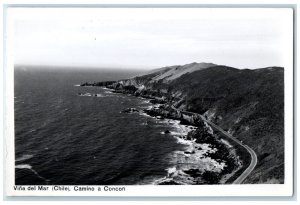 c1940's River View Road to Concon Vina Del Mar Chile Vintage Unposted Postcard