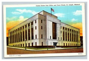 Vintage Curteich Linen Postcard US Post Office & Court House St. Joseph MO