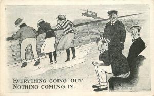 Artist Impression C-1910 Steamship Seasick Comic humor Roto RPPC Postcard 5626