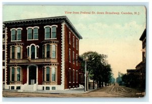 1910 View From Federal St. Down Boardway Camden New Jersey NJ Antique Postcard 